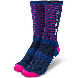 MEIA ASW PEAK 19 AZUL MARINHO ROSA