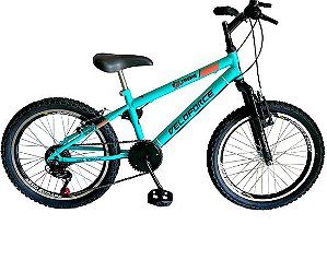 BICICLETA ARO 20" 6V ADVENTURE AÇO AZUL TURQUESA/VERDE