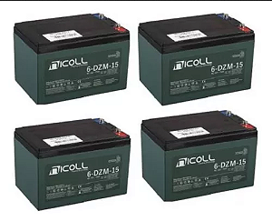 Kit 4 Baterias 12v 15ah Ciclo Profundo Bicicleta Elétrica