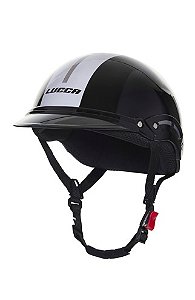 Capacete Lucca Eletric Glossy Black Strip White Tam.:58
