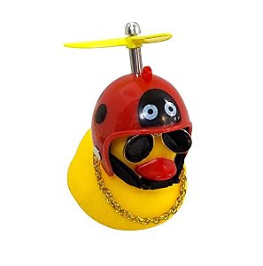 BUZINA SILICONE PATO COM CAPACETE VERMELHO JOANINHA