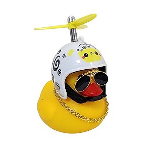 BUZINA SILICONE PATO COM CAPACETE BRANCO PSICODÉLICO