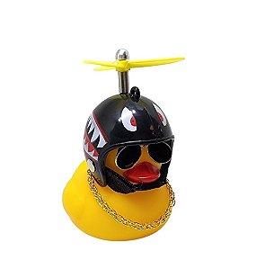 BUZINA SILICONE PATO COM CAPACETE PRETO TUBARÃO