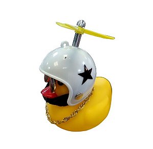 BUZINA SILICONE PATO COM CAPACETE BRANCO ESTRELA