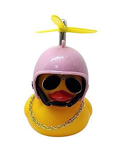 BUZINA SILICONE PATO COM CAPACETE ROSA ESTRELA