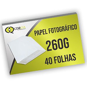 Papel A4 Fotográfico 260g Auto Brilho - Kit com 40 Folhas