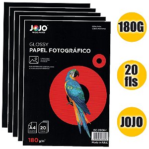 Papel A4 Fotográfico 180g JoJo Auto Brilho - 20 Folhas