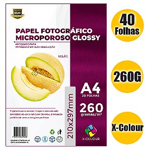 Papel Fotográfico Microporoso Glossy 260g - X-Colour - Pacote 40 folhas