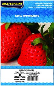 Papel Fotografico Glossy Dupla Face A4 220G Masterprint 20 Folhas