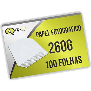 Papel A4 Fotográfico 260g Auto Brilho - Kit com 100 Folhas