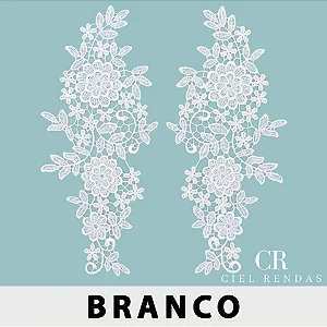 Aplicação Guipir Branca CH-4564 (12,5cm - 29,5cm)(3 pares)