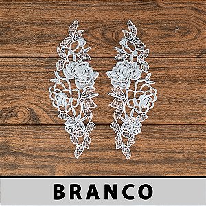 6 Pares Aplicação Guipir Branca CH-3087 (8,5cm - 24,0cm)