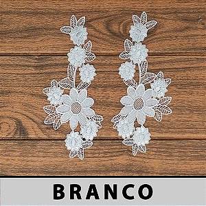 Aplicação Guipir Branca CH-1354 (8,5cm - 19,5cm)(6 pares)