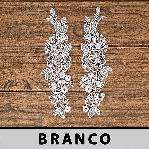 Aplicação Guipir Branca CH-2644 (8,0cm - 27,0cm) (6 pares)