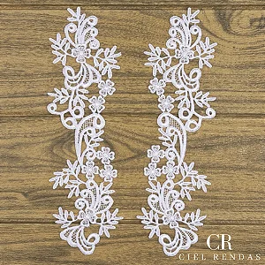 Aplicação Guipir Branca CH-3378 (7,5cm - 27,0cm)(6 pares)