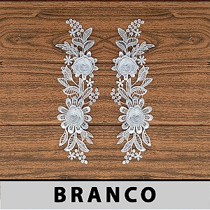 Aplicação Guipir Branca 3D CH-1790 (8,0cm - 25,0cm)(3 pares)