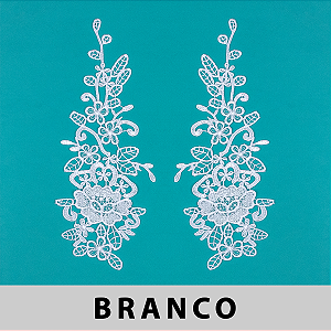 6 Pares da Aplicação Guipir BRANCA CH-3358 (11,5cm - 28,5cm)