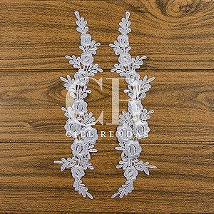Aplicação Guipir Branca CH-1929 (7,5cm - 31,0cm)(6 pares)
