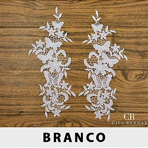 Aplicação Guipir Branca CH-3794 (12,5cm - 30,0cm)(6 pares)