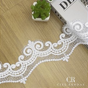 Tule Bordado Branco CH-2624 (11,5cm - 9,14m)
