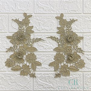 3 Pares da Aplicação Guipir 3D Ouro Velho CH-2127/M (15,0cm - 26,0cm)
