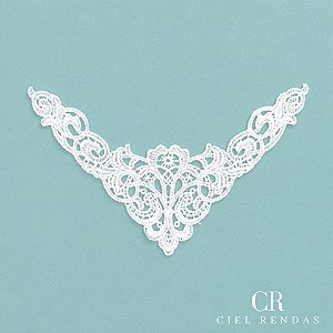 Aplicação Guipir Branca CH-1279 (16,5cm - 10,0cm)(6 peças)
