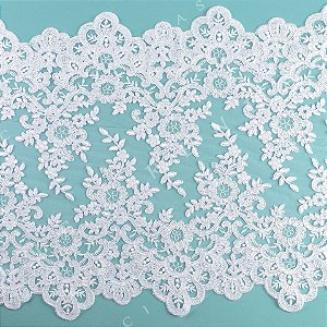 Tule Bordado Branco Duplo CH-2631SB (42,5cm - 9,0m)