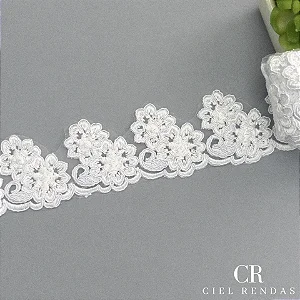 Tule Bordado Branco CH-2597 (6,0cm - 9,0m)