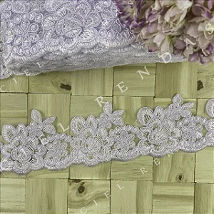 Tule Bordado Branco CH-1709 (7,5cm - 9,14m)