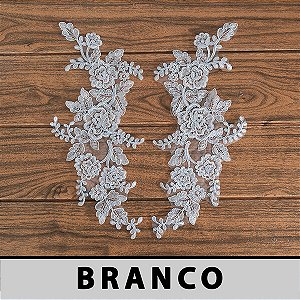 OFERTA - Aplicação Tule Bordado com Sutache CH-1137 (15,0cm - 36,0cm) (3 pares)