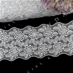 Tule Bordado Branco OR-9668 (12,0cm - 13,7m)