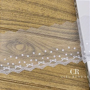 Tule Bordado Branco CH-3156 (9,0cm - 13,7m)