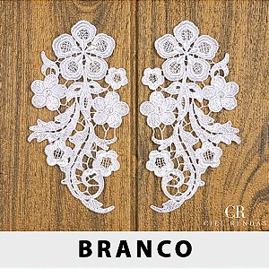 Aplicação Guipir Branca CH-3381 (8,0cm - 14,5cm)(6 pares)