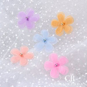 12 Peças da Aplicação Guipir 3D Colorida CH-2159/C (3,5cm - 3,5cm)