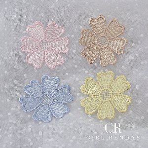 Aplicação Guipir Colorida MH-1451/C (5,0cm - 5,0cm)(12 peças)