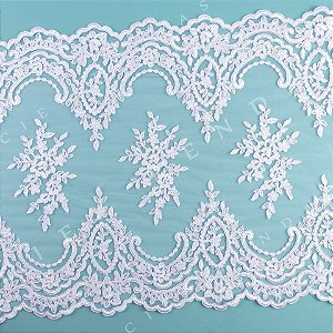 Tule Bordado Branco com Sutache CH-1882 (42,0cm - 9,0m)