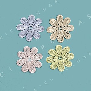 Aplicação Guipir Colorida MH-1439/C (4,5cm - 4,5cm)(12 peças)