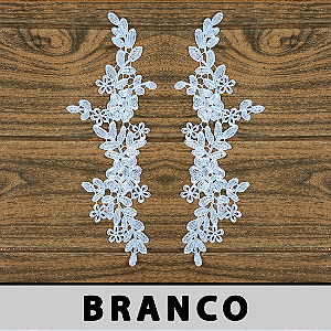 6 Pares da Aplicação Guipir Branca CH-2164 (9,5cm - 26,5cm)