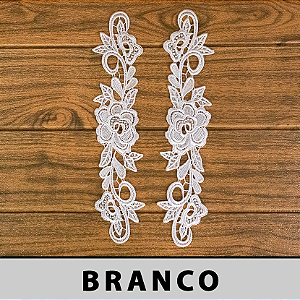 3 Pares da Aplicação Guipir Branca CH-2307/P (7,0cm - 31,5cm)