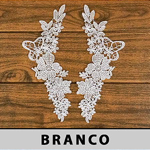 Aplicação Guipir Branca CH-3372 (10,5cm - 26,5cm)(6 pares)