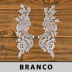 6 Pares da Aplicação Guipir Branca CH-3371 (8,0cm - 22,5cm)