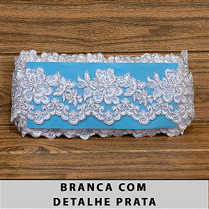 Tule Bordado Branco com Detalhes Prata CH-1989/D (8,5cm - 9,14m)
