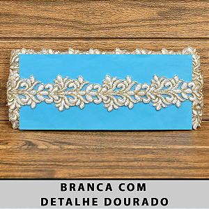 Tule Bordado Branco com Detalhes Dourado CH-2010/D (4,5cm - 9,14m)