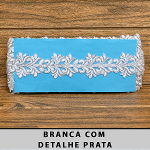 Tule Bordado Branco com Detalhes Prata CH-2010/D (4,5cm - 9,14m)