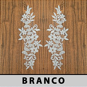 6 Pares da Aplicação Guipir Branca CH-4652 (13,5cm - 35,5cm)