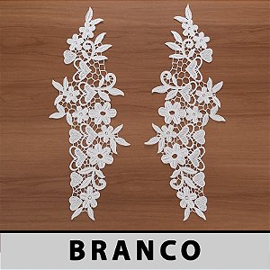 6 Pares da Aplicação Guipir Branca CH-4652 (12,5cm - 35,5cm)