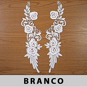 6 Pares Aplicação Guipir Branca CH-2546 (8,0cm - 31,0cm)