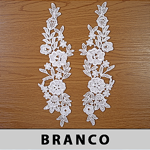 6 Pares Aplicação Guipir Branca CH-3084 (8,0cm - 28,5cm)