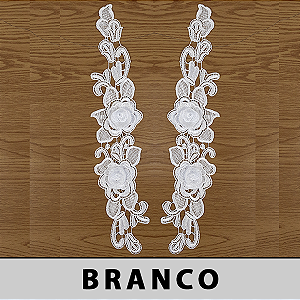 3 Pares Aplicação Guipir Branca 3D CH-2485 (8,0cm - 37,5cm)