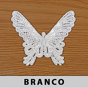 6 Peças da Aplicação Guipir Branco CH-4705 (6,5cm - 5,5cm)